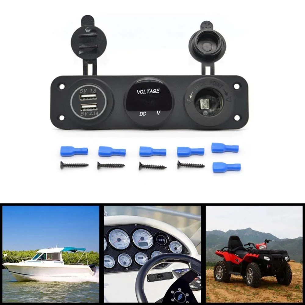 

Розетка для зарядки с 2 USB разъемами, 2,1 А и 2,1 А, для Ipad Iphone, автомобиля, лодки, морского телефона, синего цвета, светодиодная подсветка