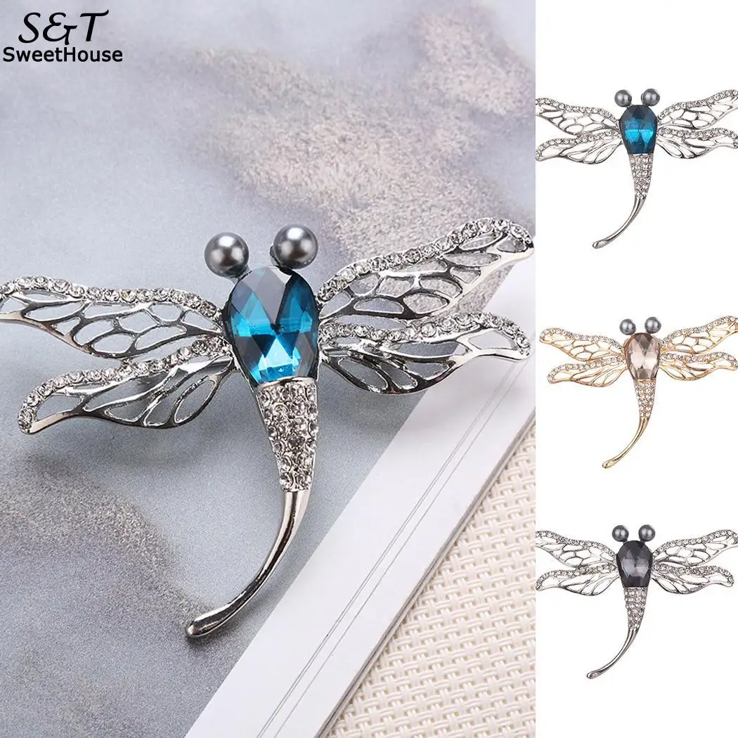 Dragonfly Fashion Hollow Rhinestone Women Shape Brooch | Украшения и аксессуары