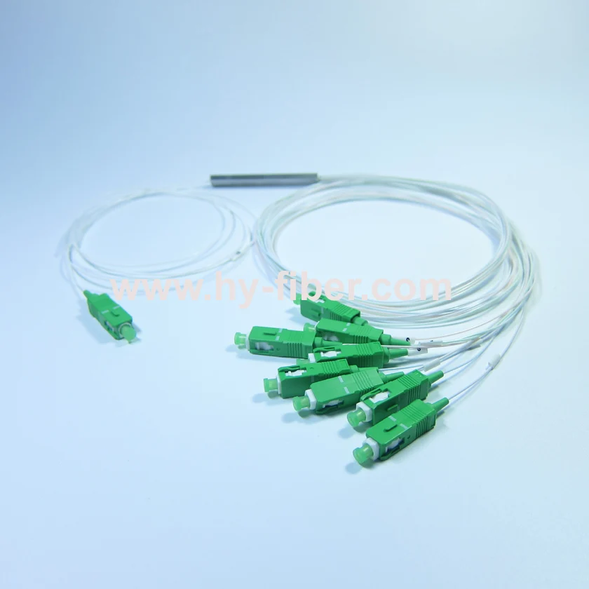 Волоконно оптический сплиттер 1x8 LGX модуль с зеленым разъемом SC/APC G657A1 0 9 мм длина