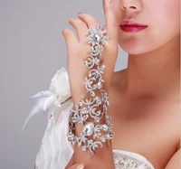 bling bling fingerless crystal flower bridal hand chain women dancing hand bracelet bangles jewelry bridal wedding accessories