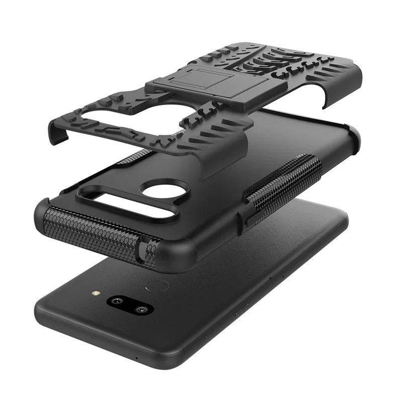 Для LG G8 чехол ThinQ противоударный ТПУ + Жесткий ПК гибридная подставка задняя
