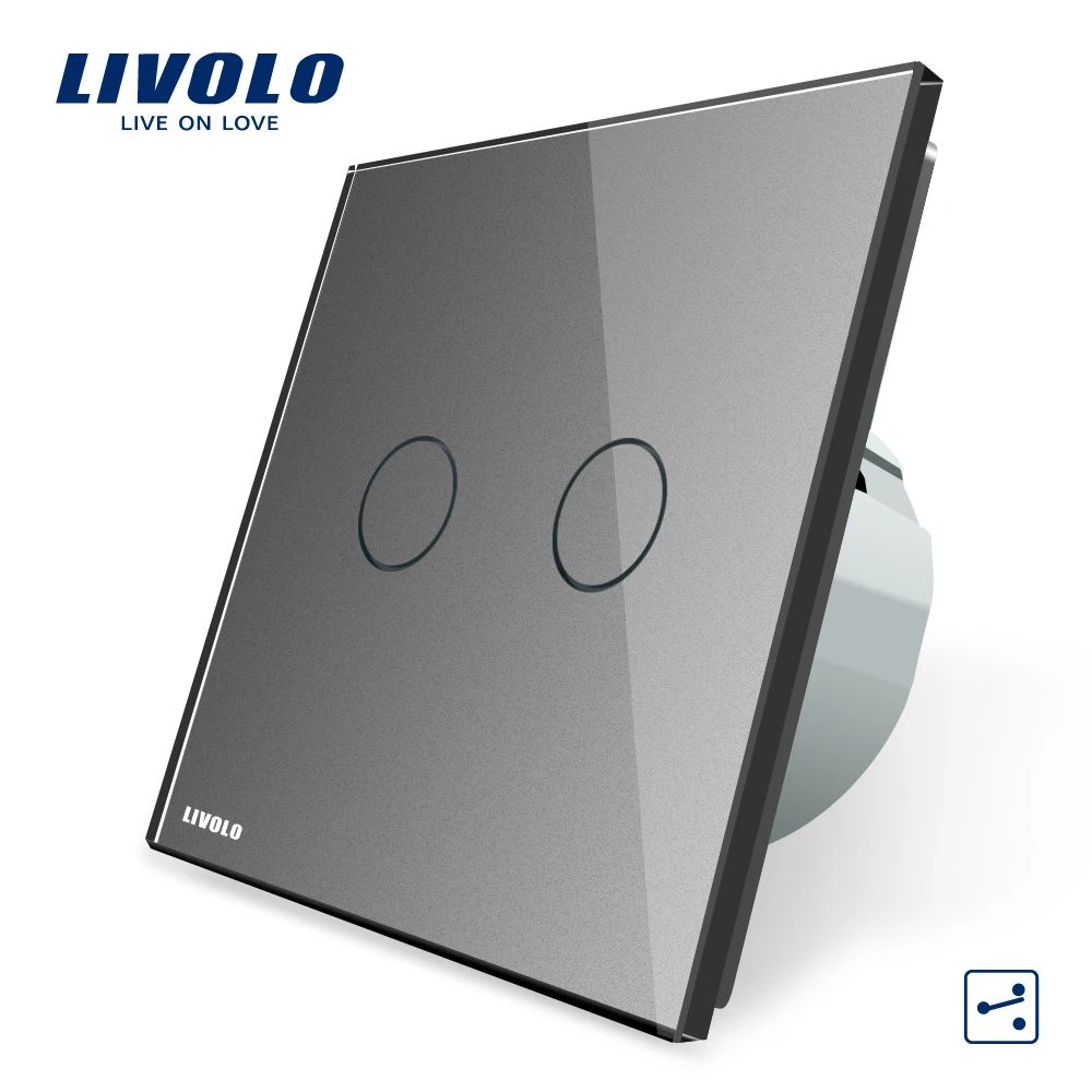 Производитель Livolo ЕС Стандартный сенсорный выключатель 2 Gang Way Управление стены
