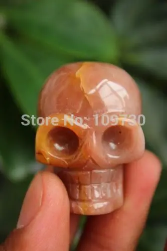 00893 супер! Природный кварцевый череп / скелет рейки CARVIN|skull box|crystal skull necklaceskull fashion |