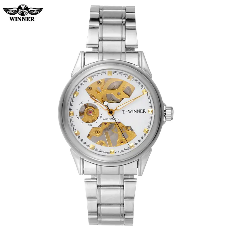 Мужские механические часы скелетоны победитель бренд бизнес ручной Ветер
