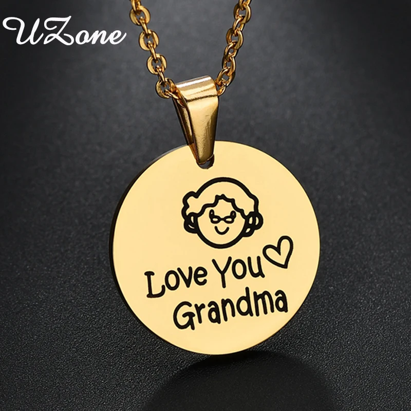 Uzone новый модный семейный Кулон из нержавеющей стали с надписью Love You Grandma