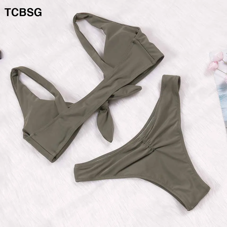 TCBSG Новый сексуальный женский купальник бикини Холтер Купальники пуш-ап