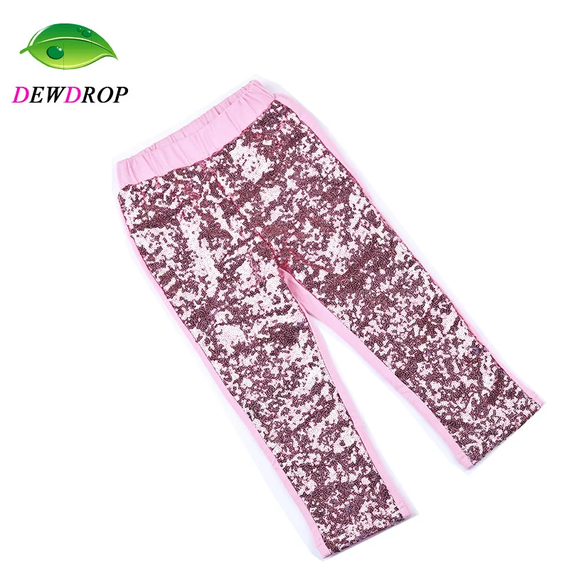 Штаны с блестками для девочек розовые блестящие штаны золотыми леггинсы золотые