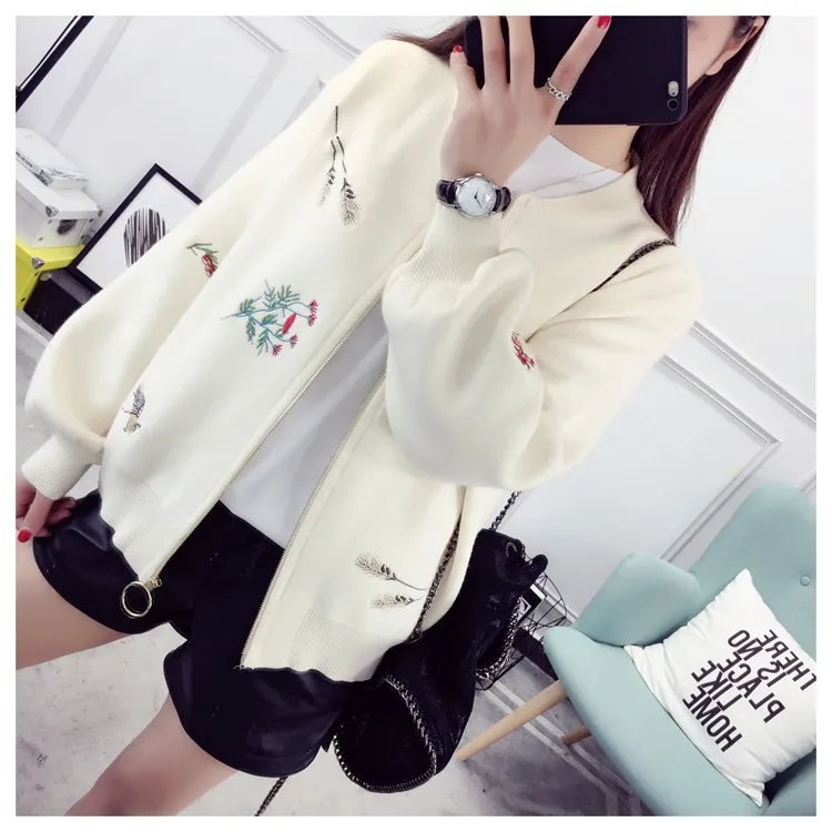 2021 женский кардиган кардиганы Модный осенне-зимний теплый вышитый круглый вырез