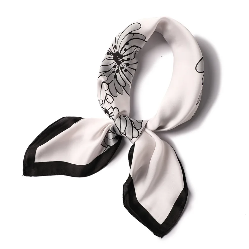 2019 New Square Women's Silk Scarf Female Shawls Wraps Fashion Print Small Office Hair Hijabs Foulard Bandana | Аксессуары для