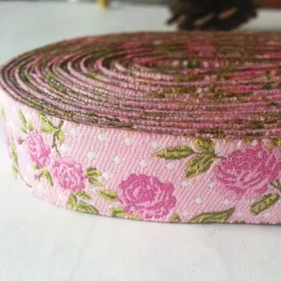 5/8 '(16 mmx5yards) цветки сливы тюльпаны розы тканые полиэстер Жаккардовая лента собака цепи аксессуары для ванной комнаты с ловкость для ошейник для собак