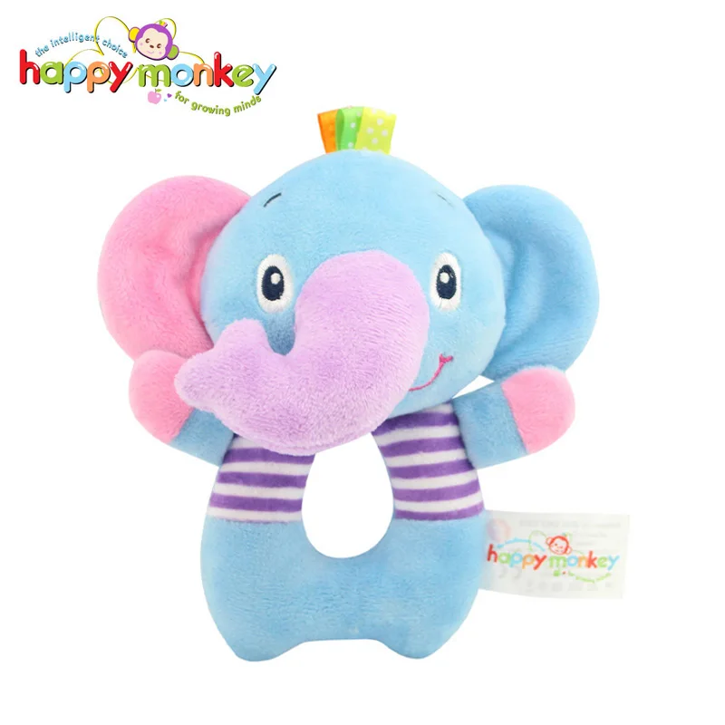 Elephant Мягкие плюшевые мягкие детские погремушки игрушки для детей 0-12 месяцев милые животные развития развивающий подарок счастливой обезьяны - Цвет: Elephant