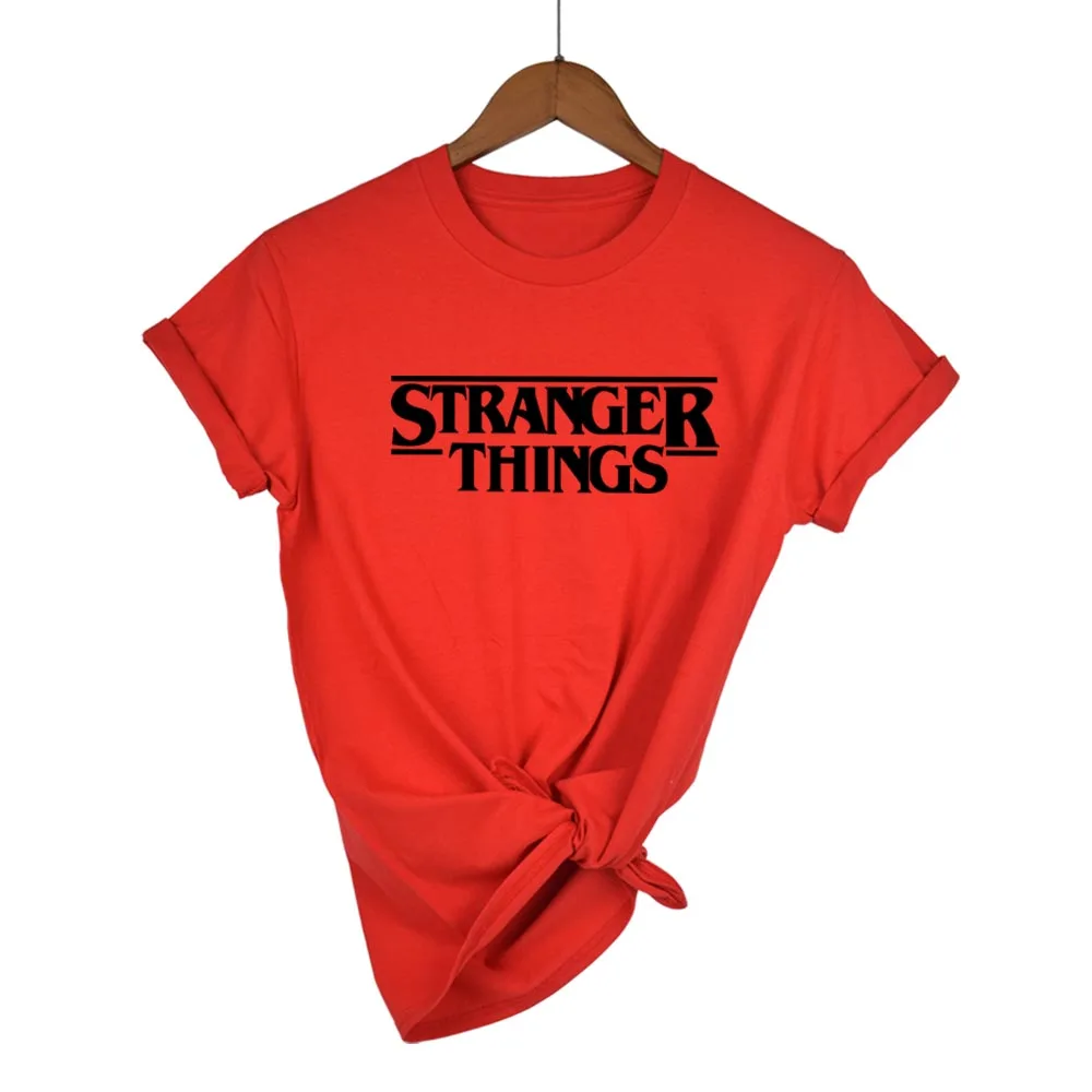 Странные Вещи Ringer Tee хипстерские рубашки Tumblr графическая футболка для женщин мужской с принтами с буквами Футболка Мода хлопок повседневное Топы корректирующие - Цвет: red black