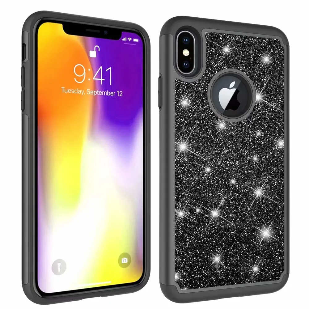 Для iphone 7 6 6s 8 Plus X XR XS Max Чехол Прочный PC + TPU 2 слоя гибридный полный корпус защита от