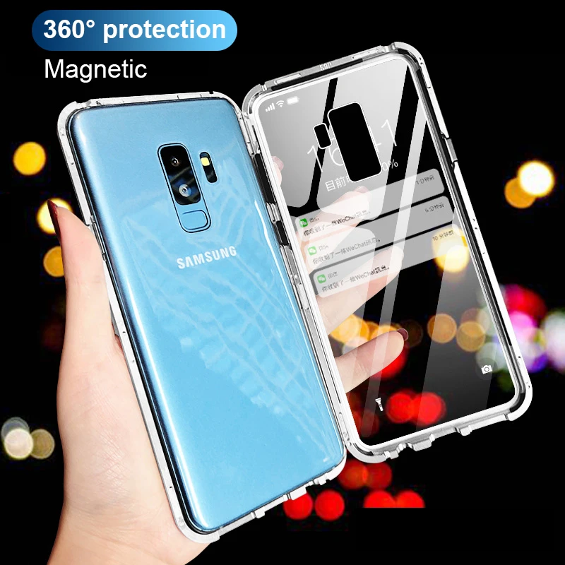 Магнитный поглощающий чехол для телефона Samsung Galaxy S8 S9 Plus Note 8 9 закаленное стекло