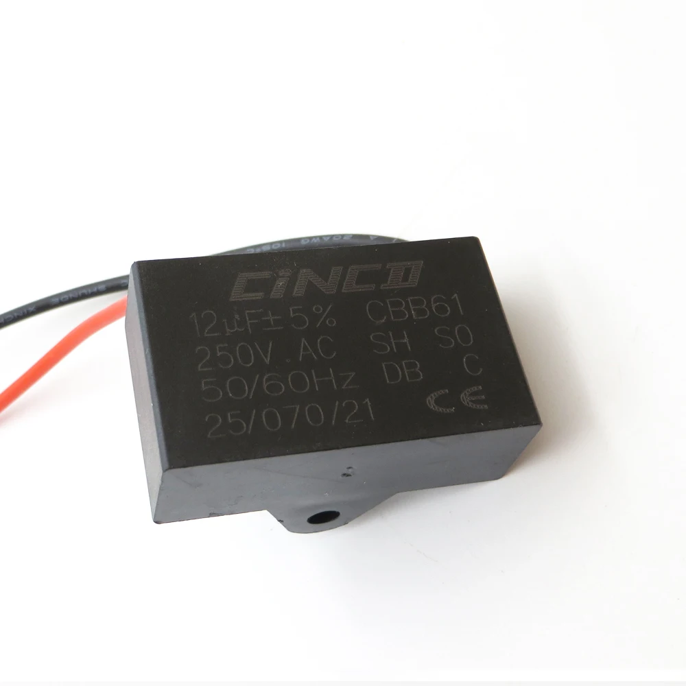 CBB61 конденсатор с алюминиевой крышкой 12 мкФ 250V 2 провода КОНДЕНСАТОР моторного