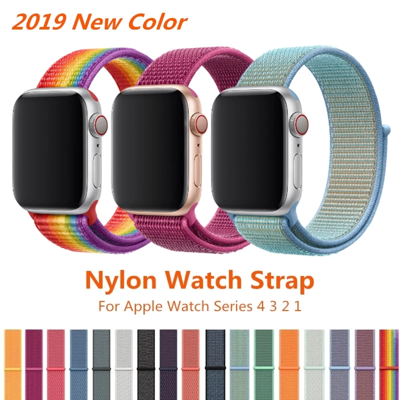Спортивный ремешок для Apple Watch 5 4 44 мм 40 42 38 iWatch Series 3 2 1 Correa нейлоновый наручный