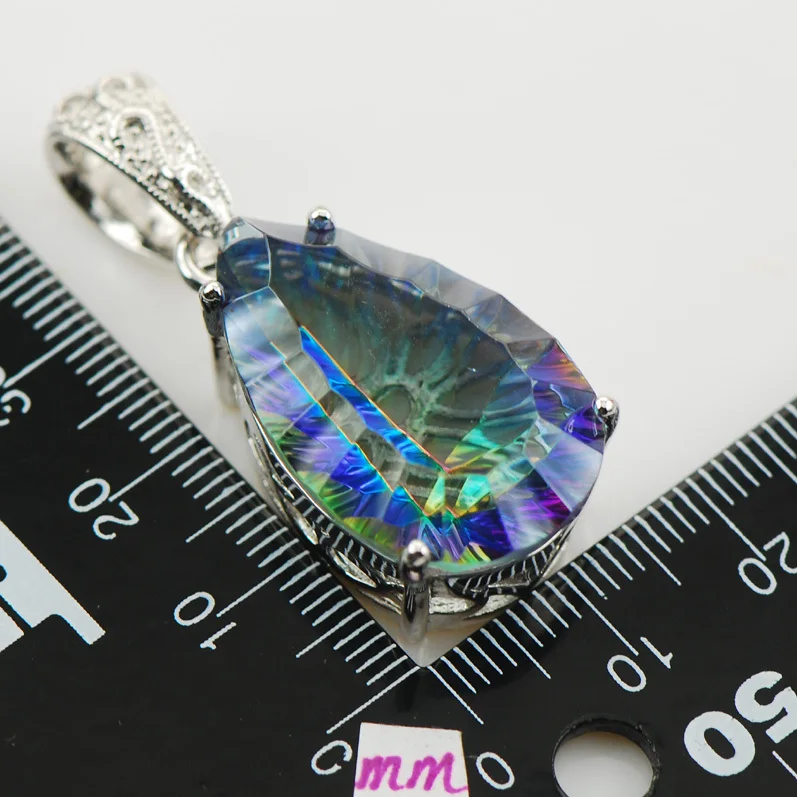 

Huge Concave Cut Rainbow Crystal Zircon 925 Sterling Silver Pendant TE557