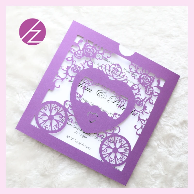 Бесплатная доставка лазерная резка роскошные романтические приглашения на