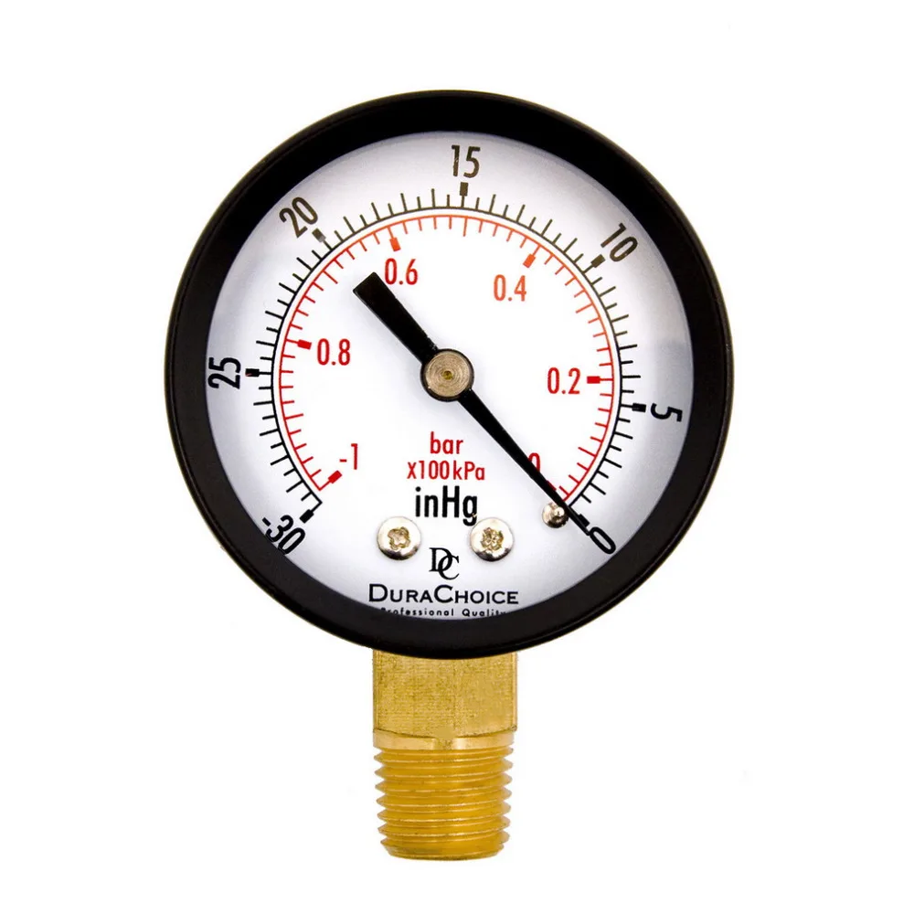 

Dry Utility Vacuum Pressure Gauge Blk Steel 1/4" NPT Lower Mount -30HG/0PSI Brand New Wholesale