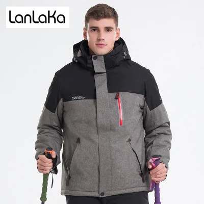 LANLAKA новый бренд лыжная куртка Для мужчин зимние Куртка из искусственной кожи PU