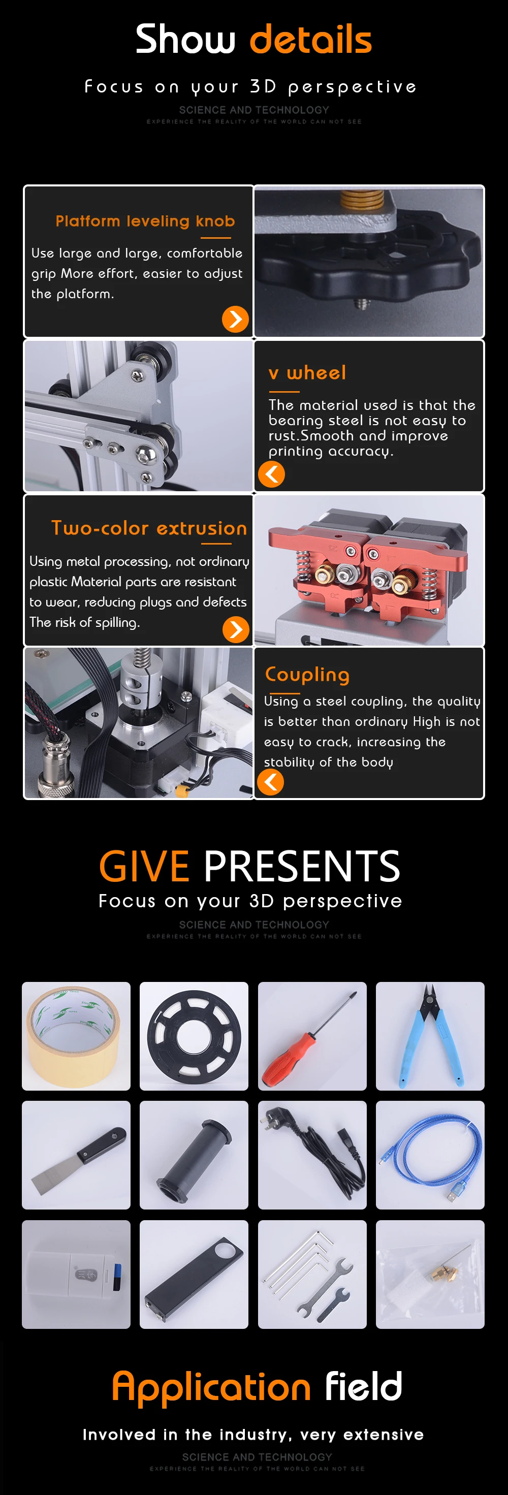 Creative3D C01 двухцветная i3 Тип 3D принтер, печать размер 250 мм* 250 мм* 250 мм DIY kit 3dprinter