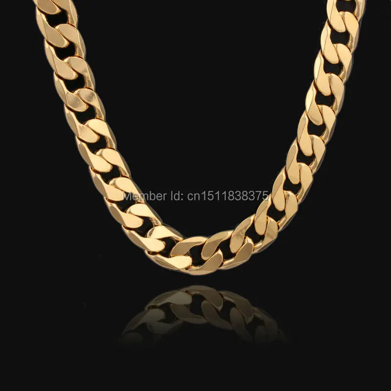 

Adixyn 12mm Yellow Gold Filled Mens Chain Womens Unisex Cut Flat Curb Cuban Link Free Shipping