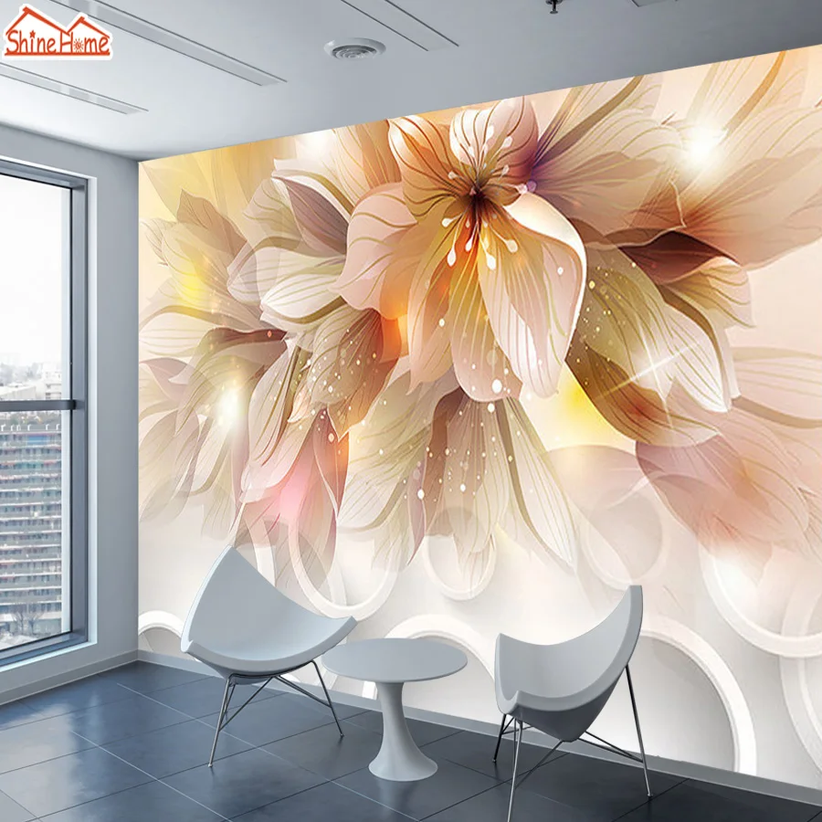 Фотообои для гостиной с цветами 3d фото обои природа блестящая текстурированная