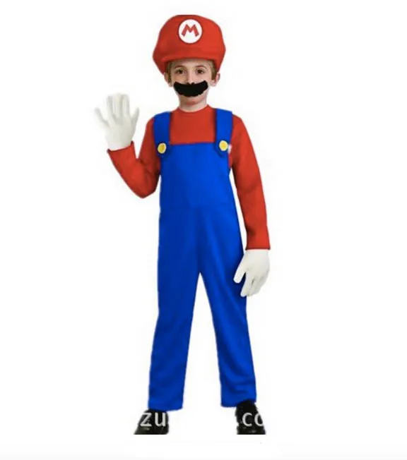 Kids Red Большая распродажа Super Mario Luigi братья Косплэй костюм Смешные причудливые Наряжаться вечерние костюмы для взрослых Для детей одежда - Цвет: Kids Red