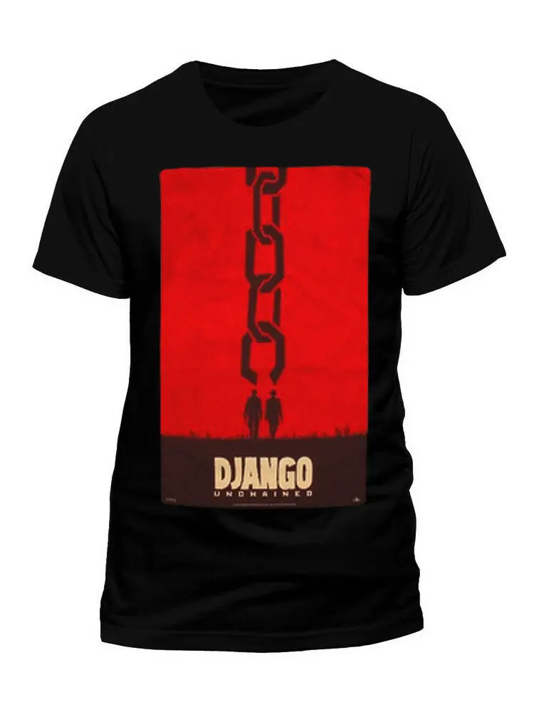 Django Unchained цепь постер фильма Тарантино западный ковбой Черная Мужская футболка