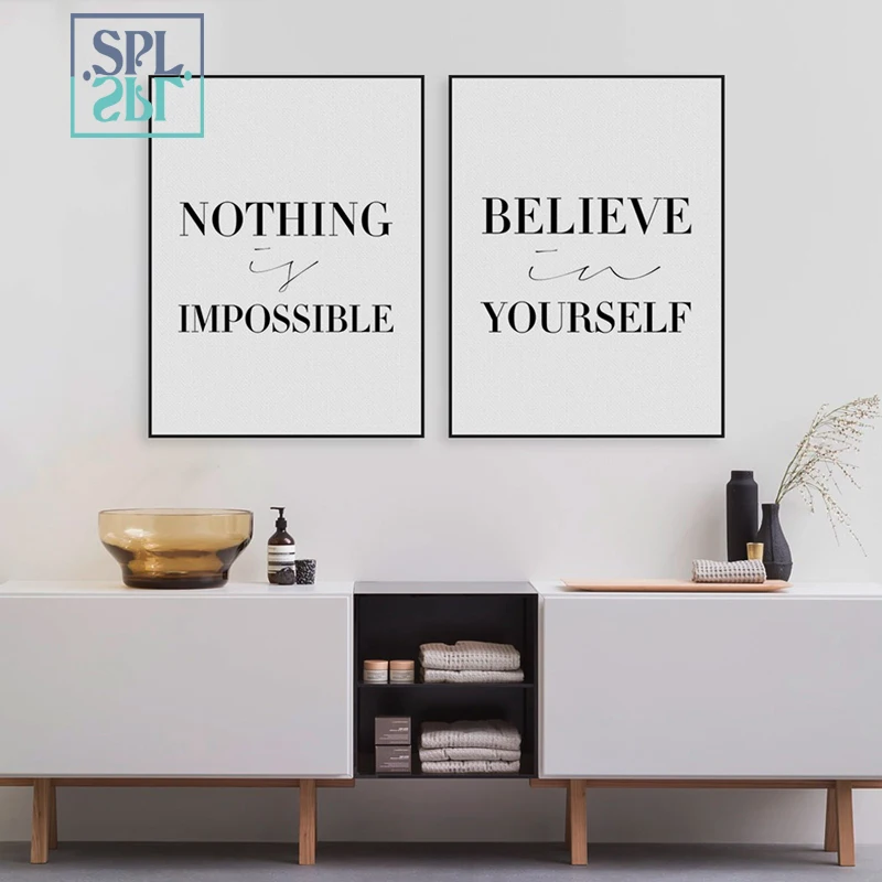 SPLSPL черный и белый вдохновляющие буквенные цитаты холст художественный Принт