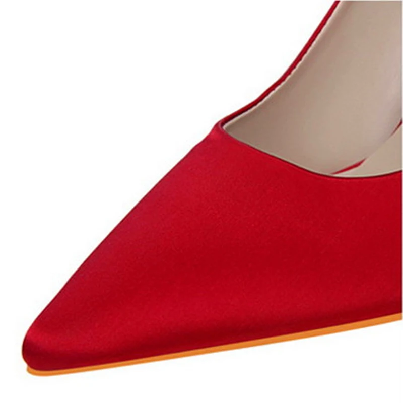 High Heel Shoes Woman Elegant Metal Carved Heels For Women Pumps Soild Silk Pointed Toe Shallow Women's Wedding | Обувь