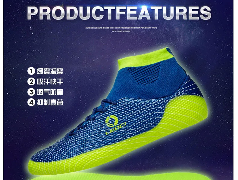 LEOCI Soccer Boots Men's High Ankle TF/SG Sole Outdoor Football Boys Cleats Adult Futzalki Trainer Sports Football Sneakers Kids