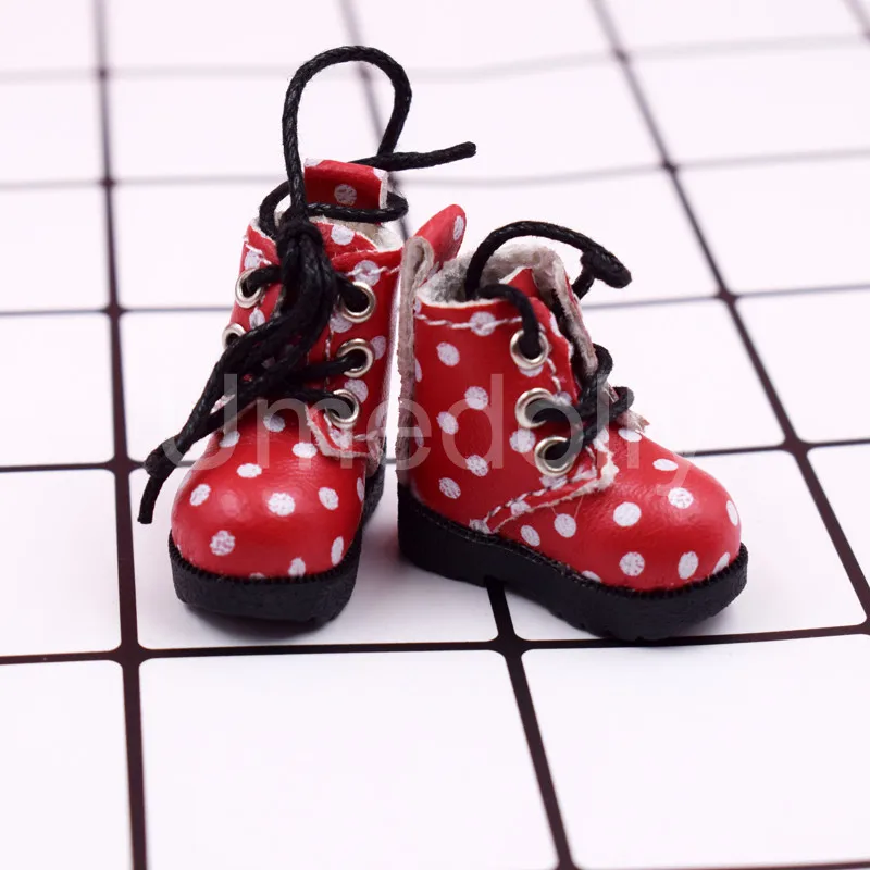 1 пара милые куклы в горошек ботинки для 1/6 Blyth Pullip Barbies Licca 1/8 BJD аксессуары
