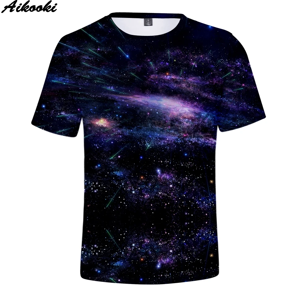 Hot sale Sky stars 3D print short sleeve t-shirt Boy/Girl Summer Tee Fashion Personality O-neck Breathable top Plus size 4XL | Мужская