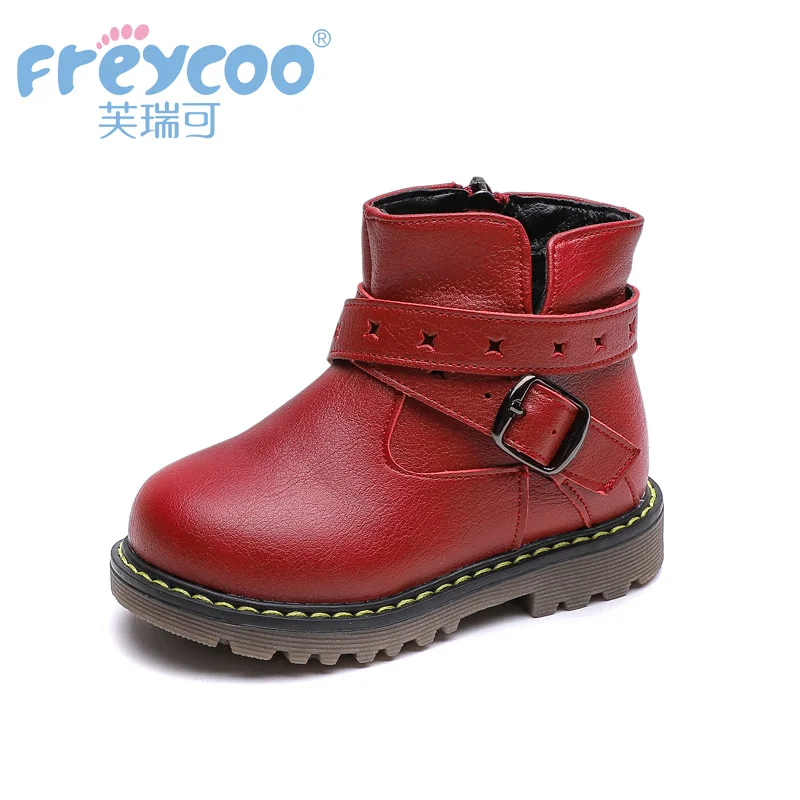 Freycoo 2018 модная зимняя обувь для детей девочек и мальчиков Коускин Натуральная