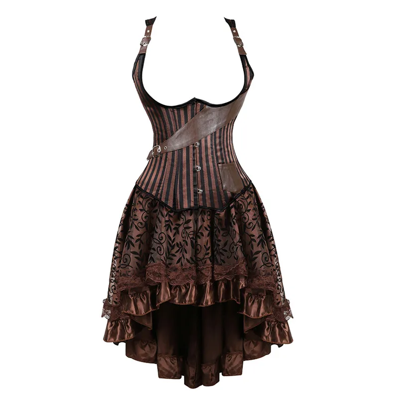 

Women Steampunk Gothic Underbust Waist Trainer Corset Dress Vintage Bustier Top Corset Dress Corset and Bustiers