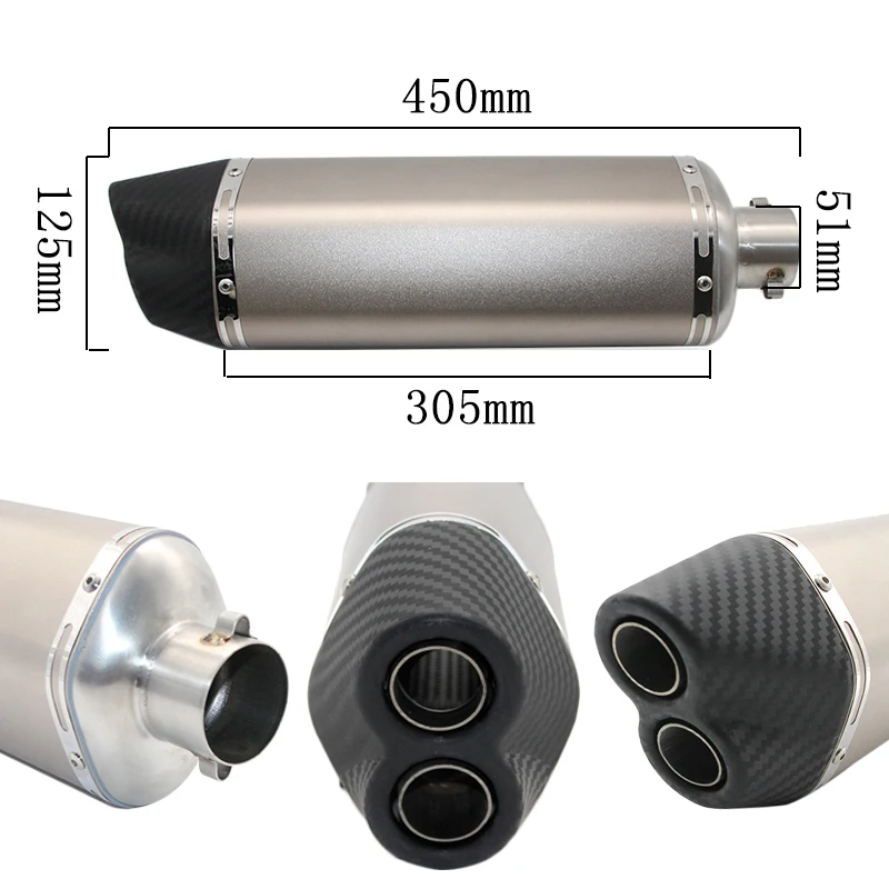 ZS Racing 51mm Universal Motorcycle Modified Exhaust Muffle Pipe Scooter GY6 CBR CBR125 CBR250 CB400 CB600 YZF FZ400 Z750 YZF600 |