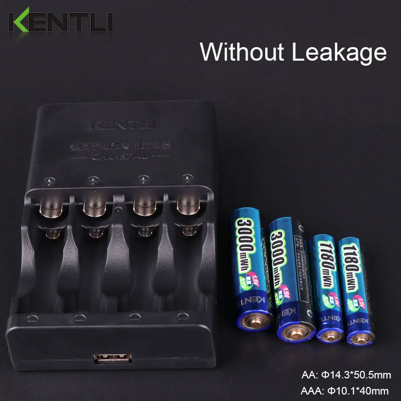 KENTLI 4 шт. 1 5 в aa aaa аккумуляторные литий-ионные литий-полимерные литиевые батареи + 2