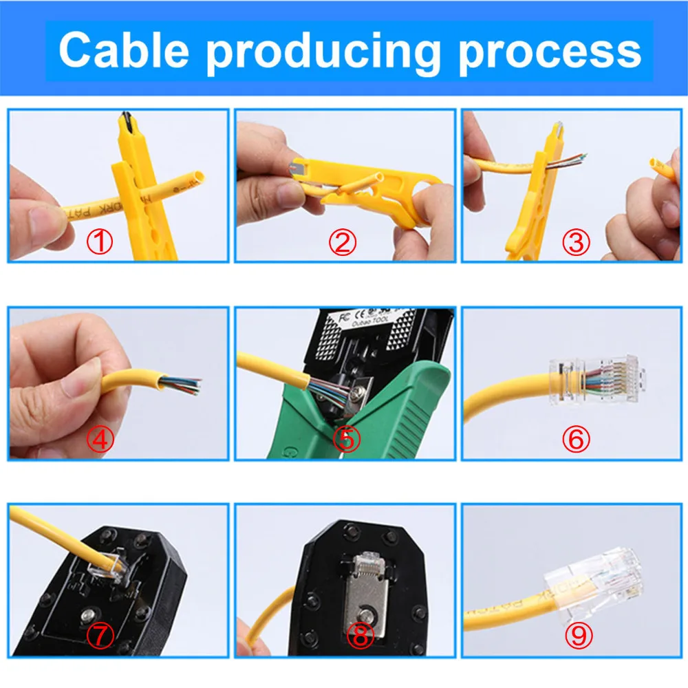 Elisona 10Pcs Network Cable Tester Tool Bag LAN Utp Screwdriver Wire Stripper RJ45 Connector Computer Maintenance Tool Kit Set