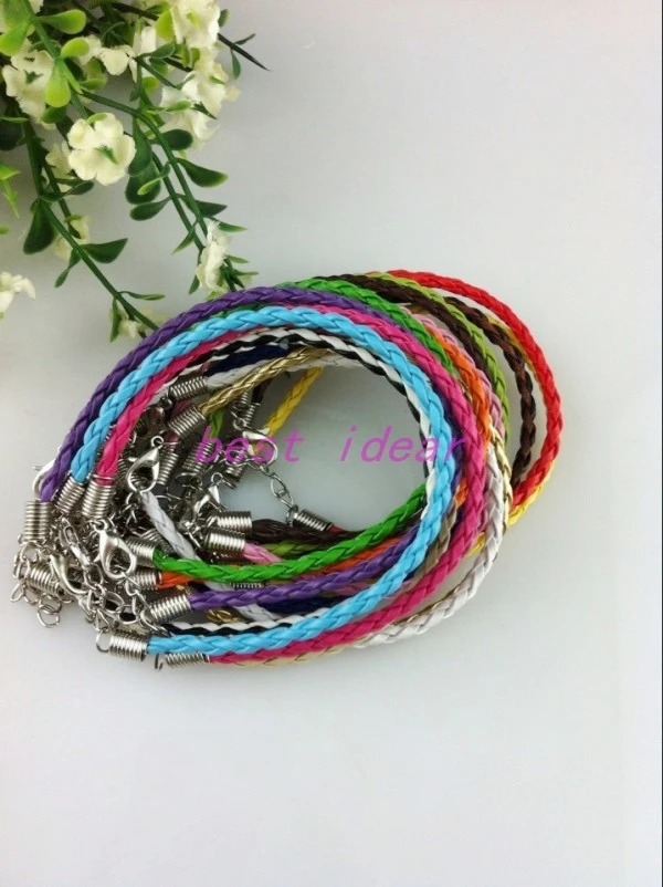 100 шт смешанных цветов кожаный плетеный браслет шарма для бисера Омаров застежка