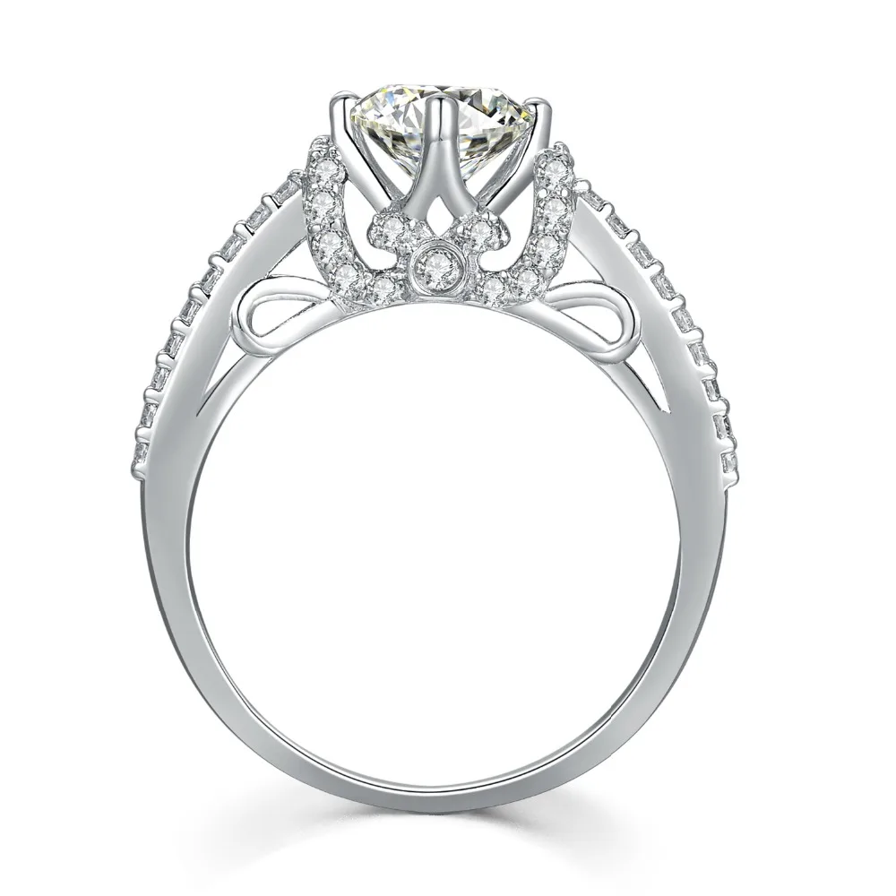 Новое кольцо 1Ct элегантное Стерлинговое Серебро 18 K белое золото покрытое