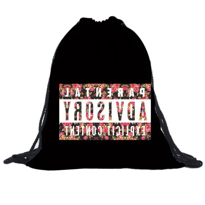 Черные рюкзаки с изображением букв 3D принт унисекс на шнурке для путешествий