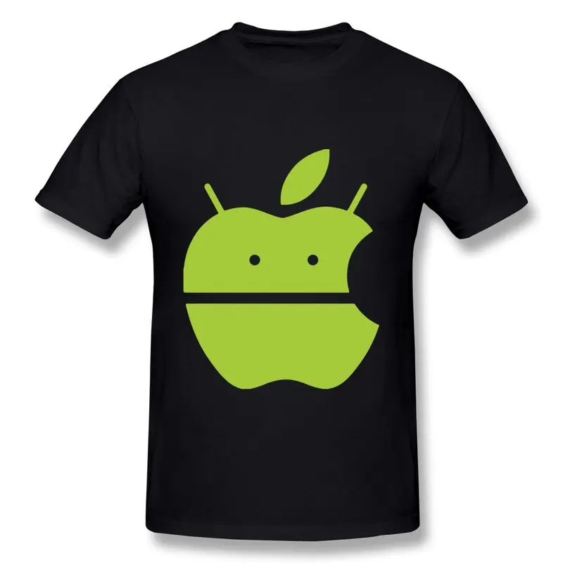 2014 New Regular T-Shirt Mens Android logo Green For apple Customized Funny Picture T Shirts Men's | Мужская одежда