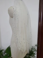 1 tier white ivory fingertip veils crystals beaded bridal wedding veil with comb