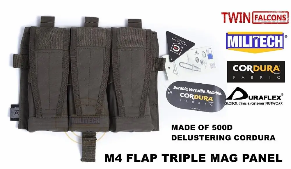 Ranger Green MILITECH TWINFALCONS TW Delustered Cordura Crye CP Съемный клапан тройной M4 Mag Чехлы панель для AVS CPC JPC 2,0 FCSK 2,0 - Цвет: Ranger Green
