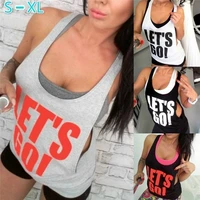 ladies sport top women wear tank gym crossfit dance top letter tank tops loose letter summer gym tee