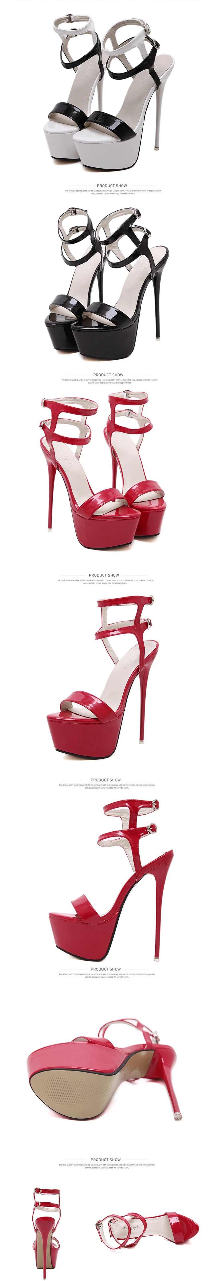 Big Size Women Sandals Platform Buckle Sandals 16 CM Heel Sandal Pole Dance Shoes Woman Sexy White Sandals Women Stripper Heels