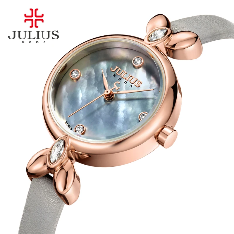 Julius Watch Ladies Elegant Slim Womens Watches With Leather Straps Quartz Crystal Clock Relogio Mulher Retro Hand Whatch JA-975