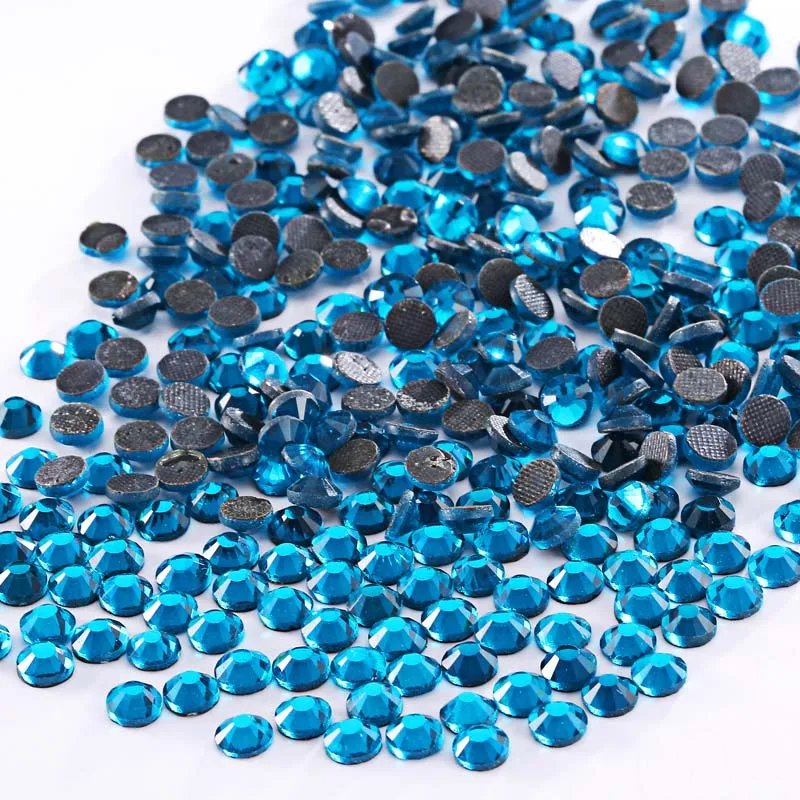 Blue zircon Все размеры горячей фиксации Стразы Flatback кристалл страз для одежды ремесла DIY Украшения - Цвет: Blue zircon