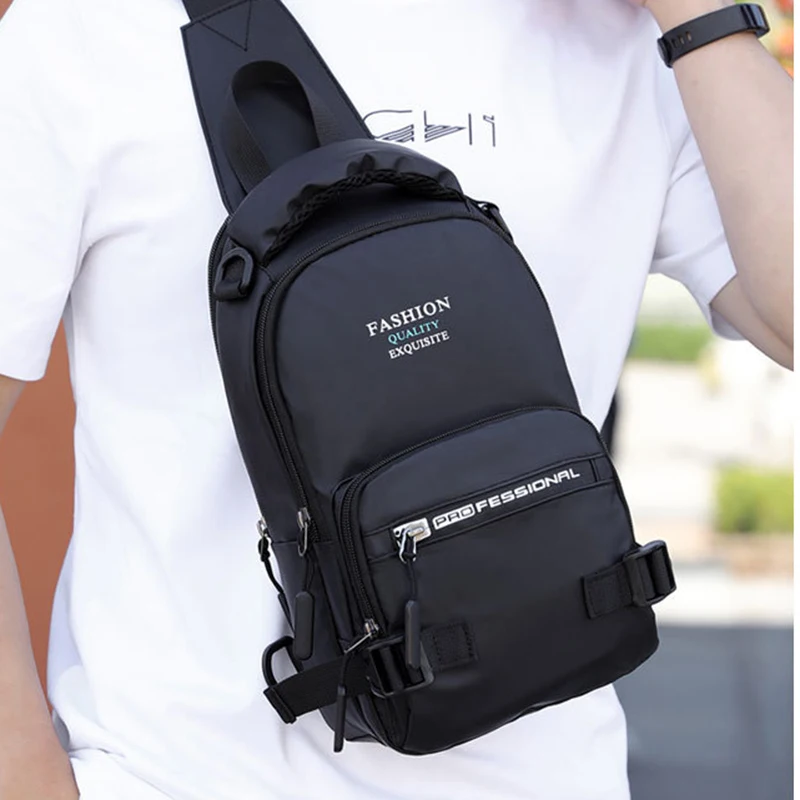 Модный рюкзак для мужчин нейлоновый военный нагрудный с usb портом зарядки